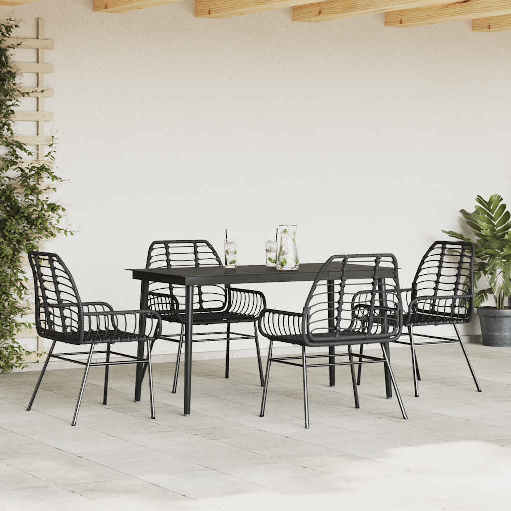 vidaXL 5-teiliges Garten-Esszimmerset aus schwarzem Polyrattanglas