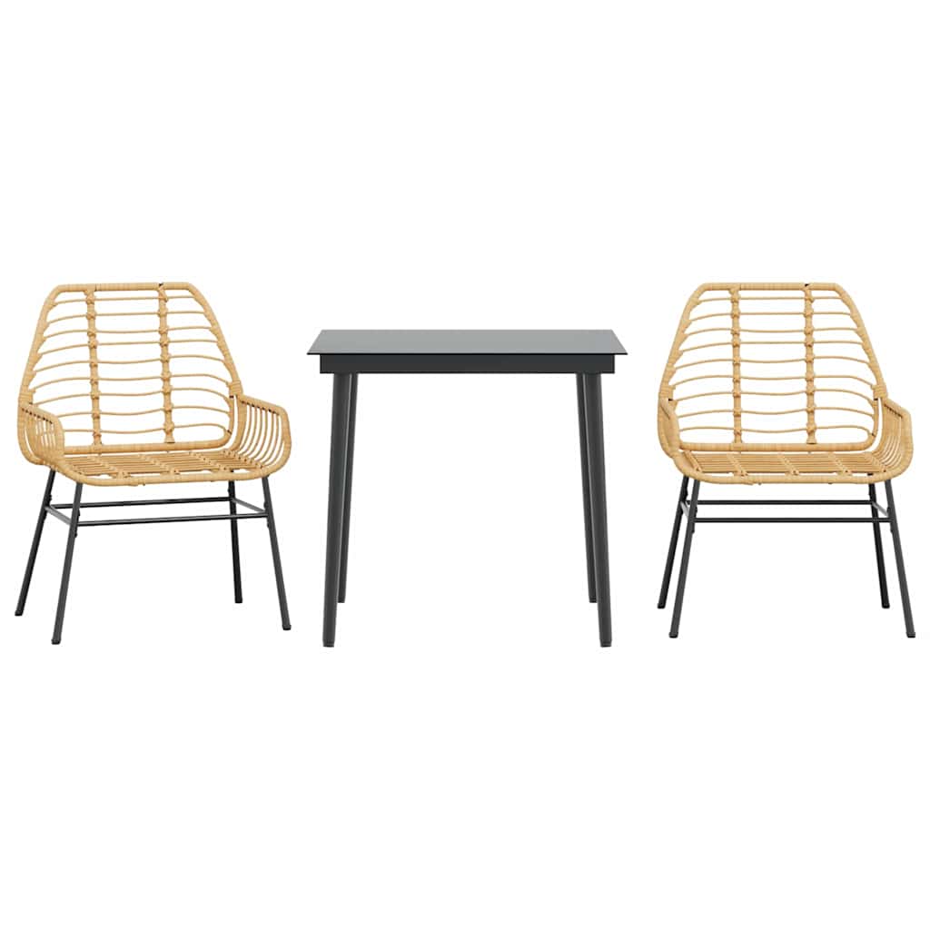 vidaXL 3-teiliges Garten-Esszimmer-Set Braunes Polyrattanglas