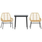 vidaXL 3-teiliges Garten-Esszimmer-Set Braunes Polyrattanglas
