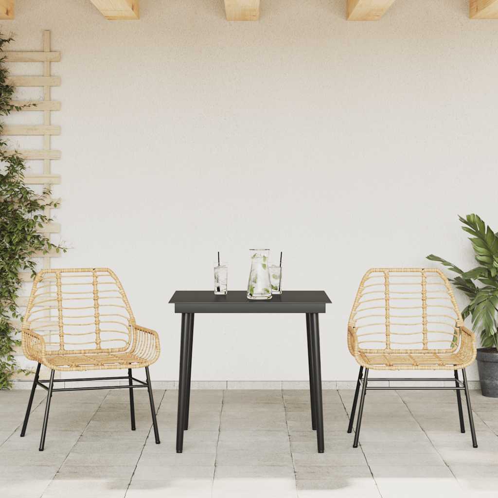 vidaXL 3-teiliges Garten-Esszimmer-Set Braunes Polyrattanglas