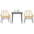 vidaXL 3-teiliges Garten-Esszimmer-Set Braunes Polyrattanglas