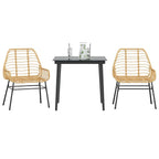 vidaXL 3-teiliges Garten-Esszimmer-Set Braunes Polyrattanglas