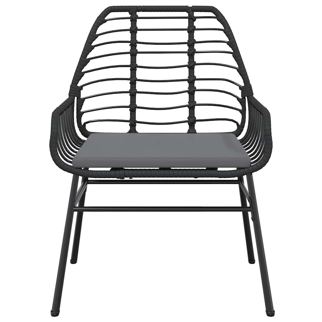 vidaXL 3-tlg. Garten-Essgruppe mit Kissen Schwarz Poly Rattan Glas