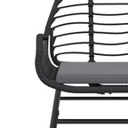 vidaXL 3-tlg. Garten-Essgruppe mit Kissen Schwarz Poly Rattan Glas