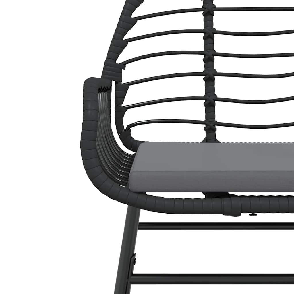 vidaXL 3-tlg. Garten-Essgruppe mit Kissen Schwarz Poly Rattan Glas