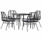 vidaXL 5-tlg. Garten-Essgruppe mit Kissen Schwarz Poly Rattan Glas