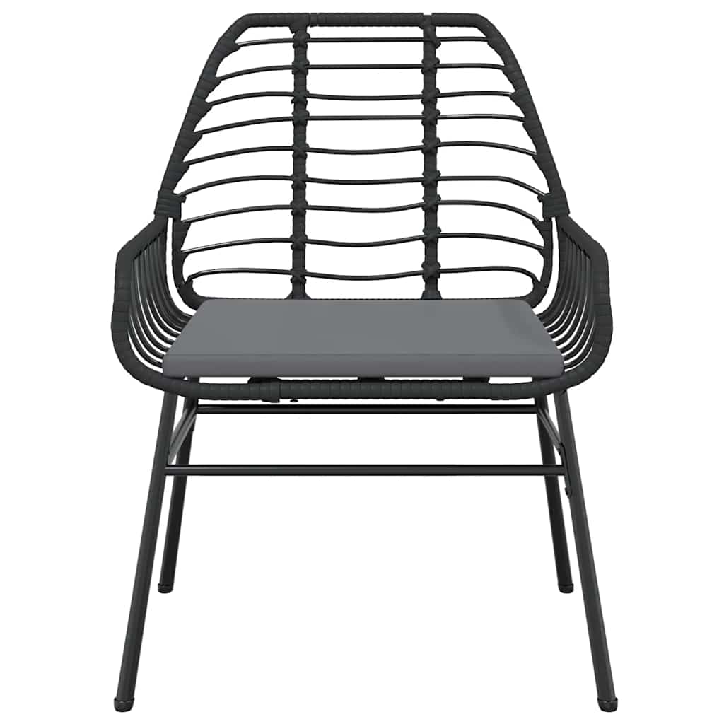 vidaXL 5-tlg. Garten-Essgruppe mit Kissen Schwarz Poly Rattan Glas