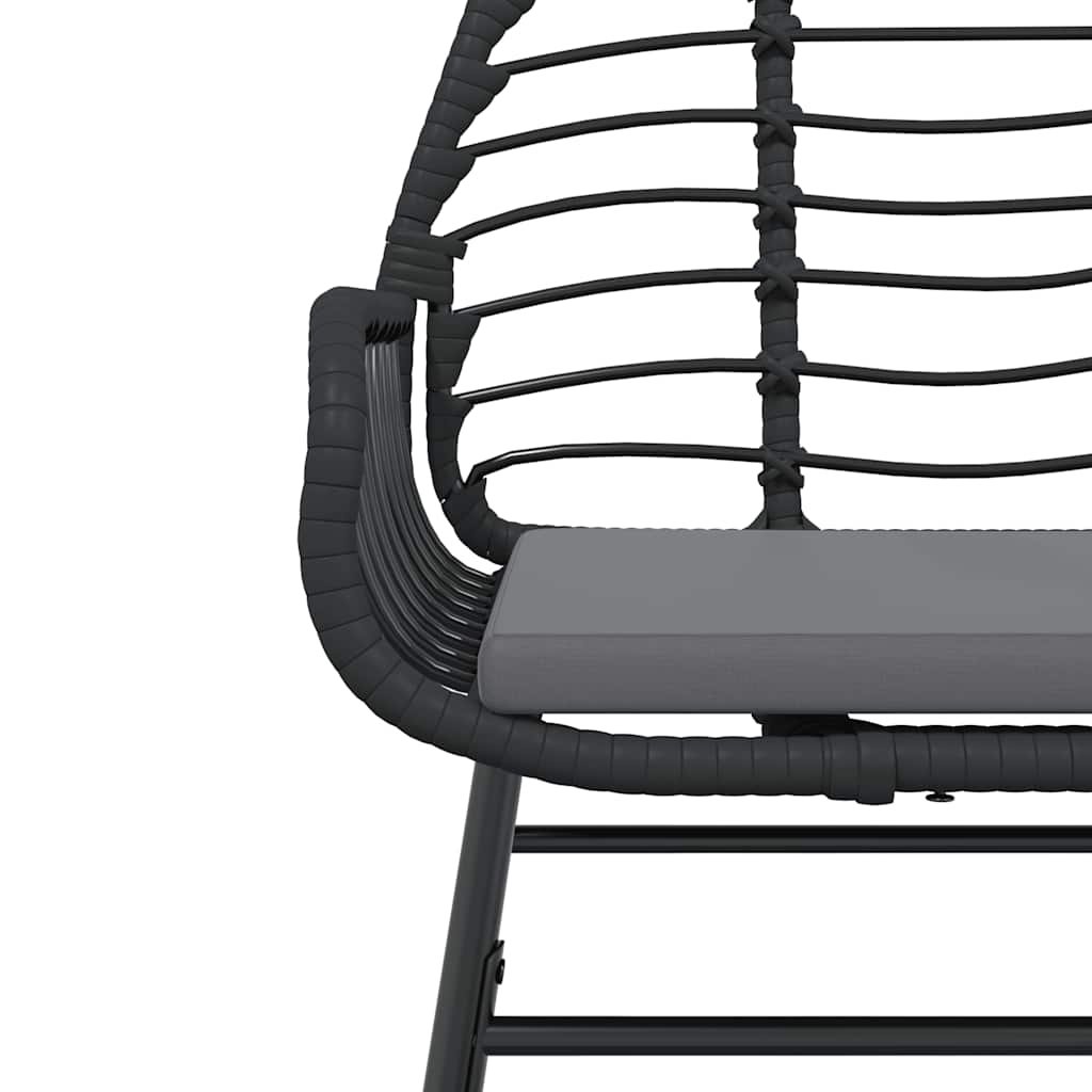 vidaXL 5-tlg. Garten-Essgruppe mit Kissen Schwarz Poly Rattan Glas