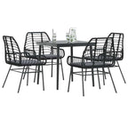vidaXL 5-tlg. Garten-Essgruppe mit Kissen Schwarz Poly Rattan Glas