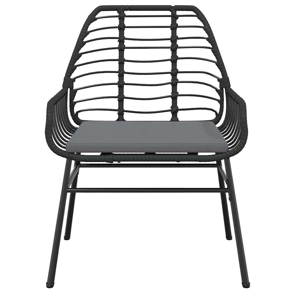 vidaXL 7-tlg. Garten-Essgruppe mit Kissen Schwarz Poly Rattan Glas