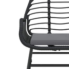vidaXL 7-tlg. Garten-Essgruppe mit Kissen Schwarz Poly Rattan Glas