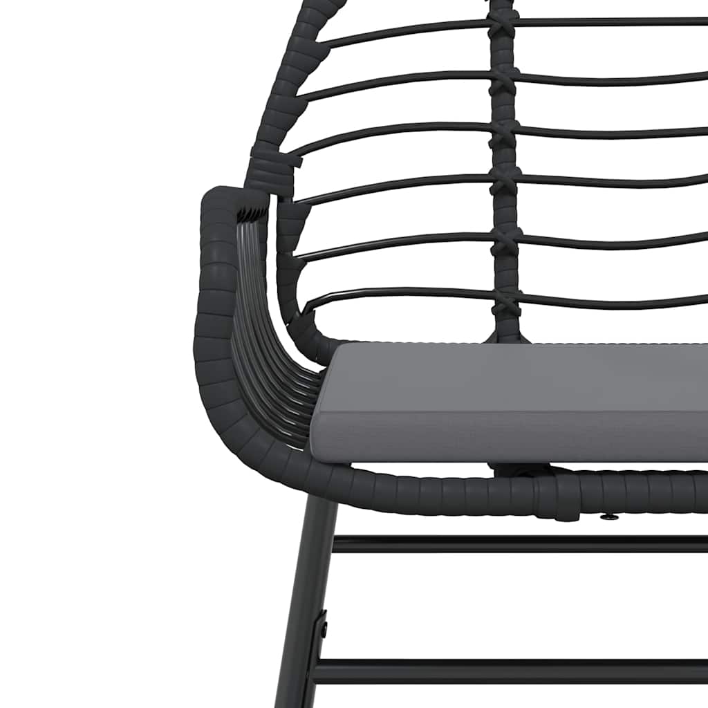 vidaXL 7-tlg. Garten-Essgruppe mit Kissen Schwarz Poly Rattan Glas