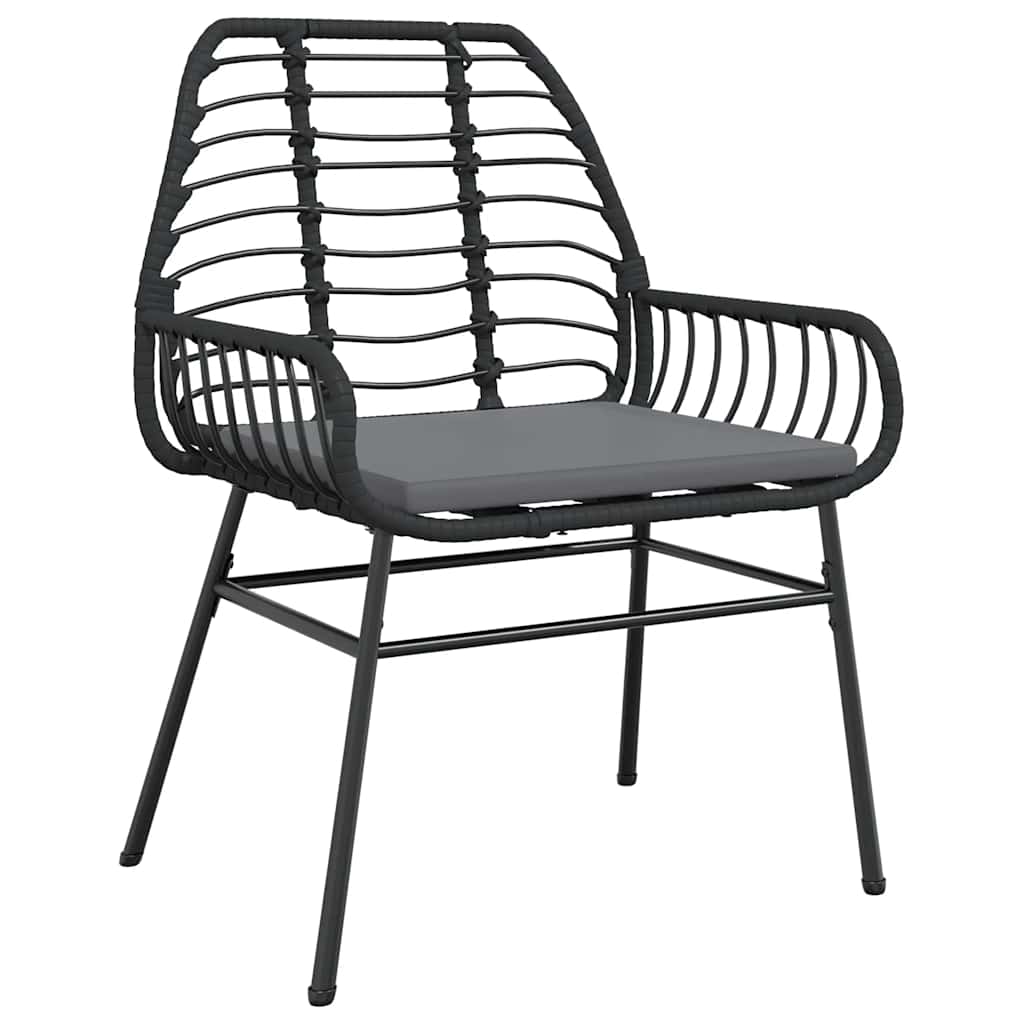 vidaXL 9-tlg. Garten-Essgruppe mit Kissen Schwarz Poly Rattan Glas