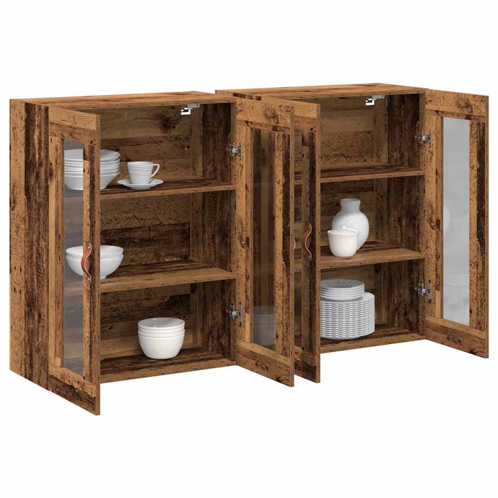 vidaXL Wandschränke 2 pcs Altholz 69,5 x 34 x 90 cm Holzwerkstoff
