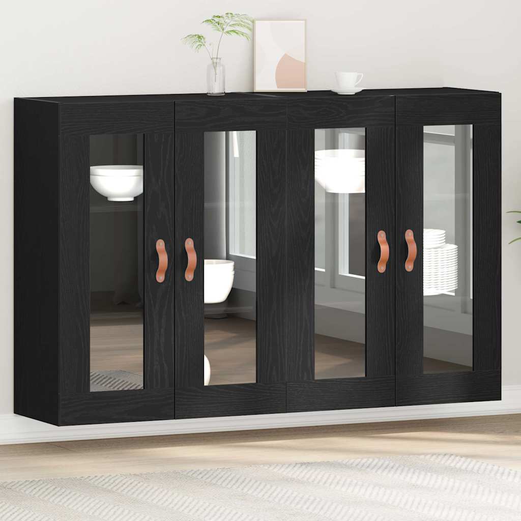 vidaXL Wandschränke 2 pcs Schwarz Eichen-Optik 69,5 x 34 x 90 cm
