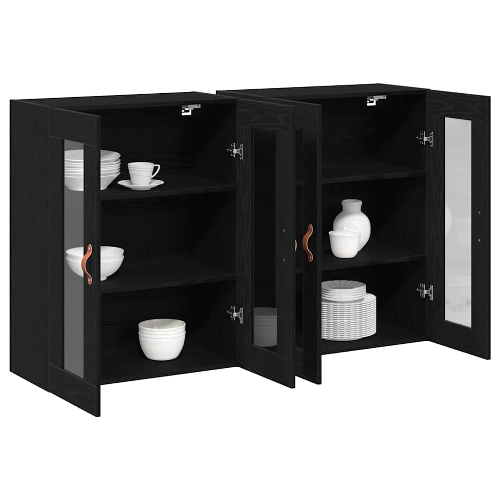 vidaXL Wandschränke 2 pcs Schwarz Eichen-Optik 69,5 x 34 x 90 cm