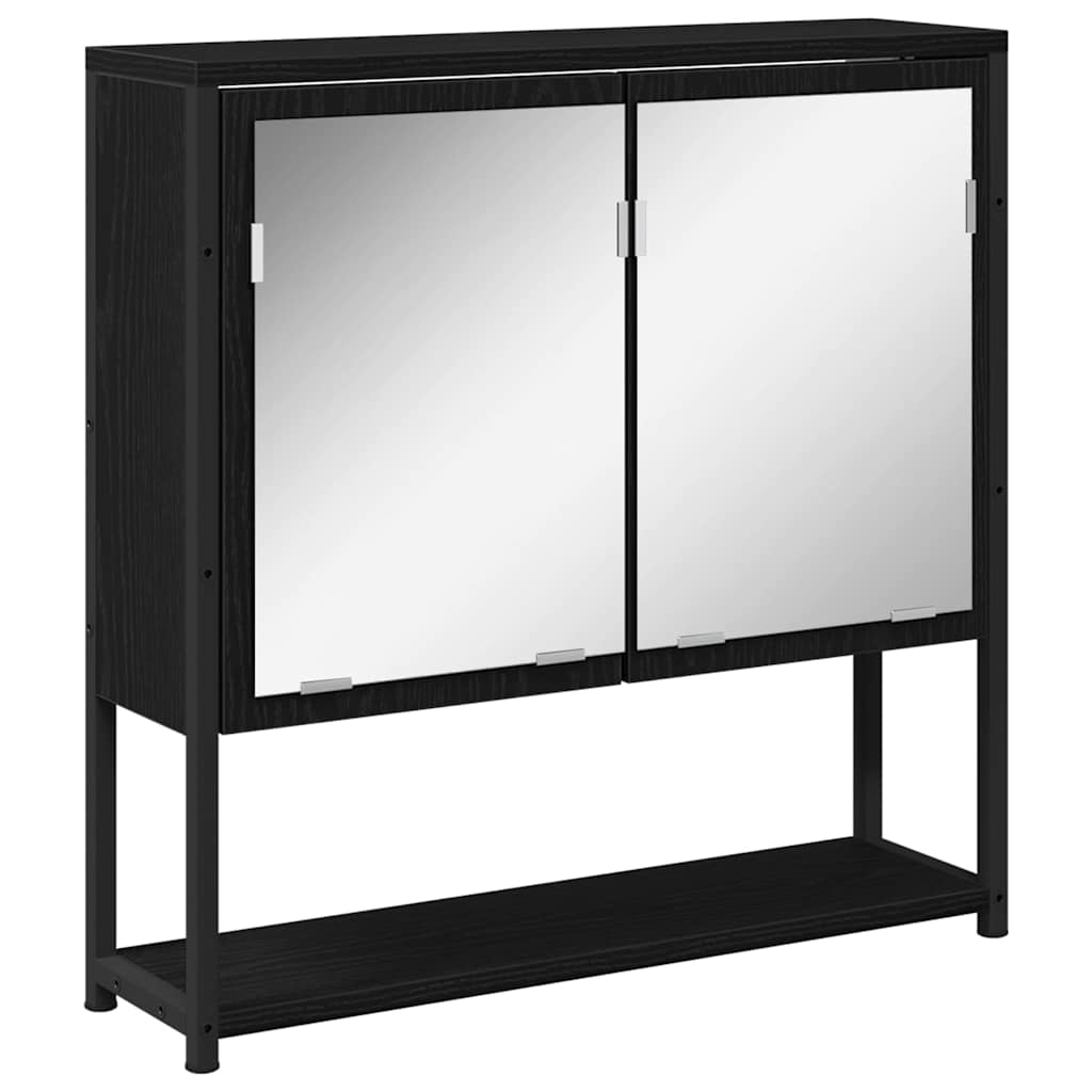 vidaXL Badezimmermöbel-Set mit Regal 2 pcs Schwarz Holzwerkstoff