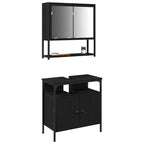 vidaXL Badezimmermöbel-Set mit Regal 2 pcs Schwarz Holzwerkstoff