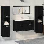 vidaXL Badezimmermöbel-Set 4 pcs Schwarz Eichen-Optik Holzwerkstoff