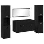 vidaXL Badezimmermöbel-Set 4 pcs Schwarz Eichen-Optik Holzwerkstoff