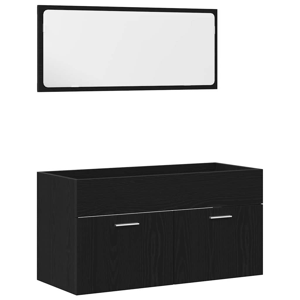 vidaXL Badezimmermöbel-Set 4 pcs Schwarz Eichen-Optik Holzwerkstoff