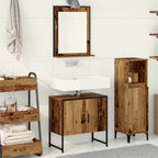 vidaXL Badezimmermöbel-Set Wandmontiert 2 pcs Braun Holzwerkstoff