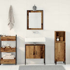 vidaXL Badezimmermöbel-Set Wandmontiert 2 pcs Braun Holzwerkstoff