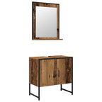 vidaXL Badezimmermöbel-Set Wandmontiert 2 pcs Braun Holzwerkstoff