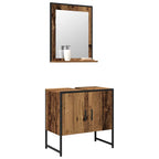 vidaXL Badezimmermöbel-Set Wandmontiert 2 pcs Braun Holzwerkstoff