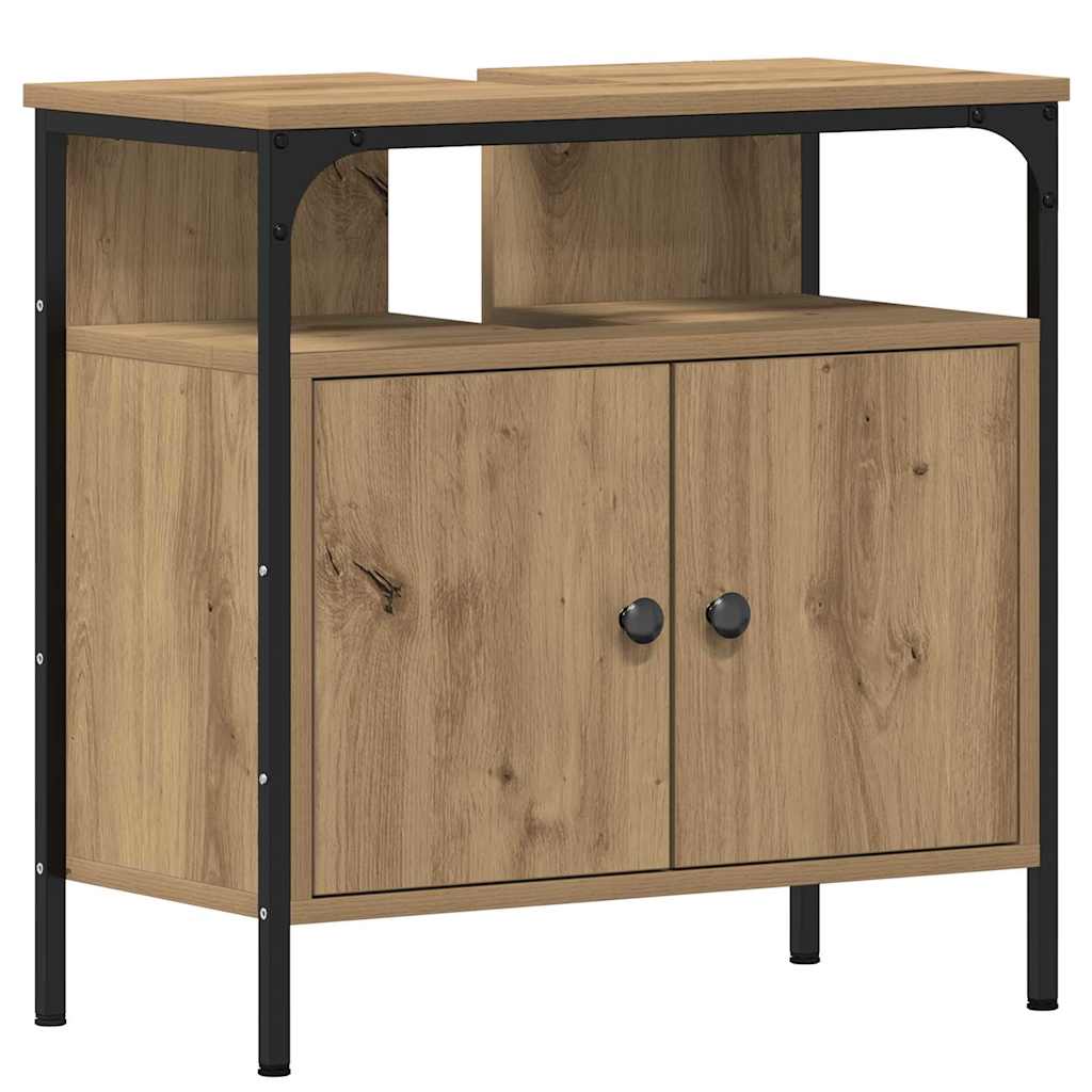 vidaXL Badezimmermöbel-Set mit Regal 3 pcs Artisan-Eiche Holzwerkstoff
