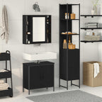 vidaXL Badezimmer Waschbeckenmöbel mit Tür 3 pcs Schwarz Holzwerkstoff
