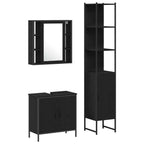 vidaXL Badezimmer Waschbeckenmöbel mit Tür 3 pcs Schwarz Holzwerkstoff