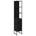 vidaXL Badezimmer Waschbeckenmöbel mit Tür 3 pcs Schwarz Holzwerkstoff