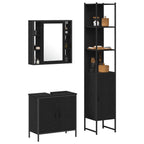 vidaXL Badezimmer Waschbeckenmöbel mit Tür 3 pcs Schwarz Holzwerkstoff
