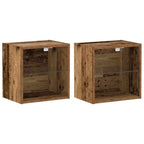 vidaXL TV-Schrankset mit LED-Lichtleisten 8 pcs Altholz Holzwerkstoff
