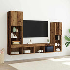 vidaXL TV-Schränk mit LED-Lichtleisten 4 pcs Altholz Holzwerkstoff