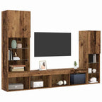 vidaXL TV-Schränk mit LED-Lichtleisten 4 pcs Altholz Holzwerkstoff