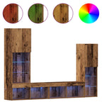 vidaXL TV-Schränk mit LED-Lichtleisten 4 pcs Altholz Holzwerkstoff