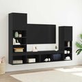 vidaXL TV-Schränk 4 pcs Schwarz Eichen-Optik Holzwerkstoff