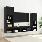 vidaXL TV-Schränk 4 pcs Schwarz Eichen-Optik Holzwerkstoff
