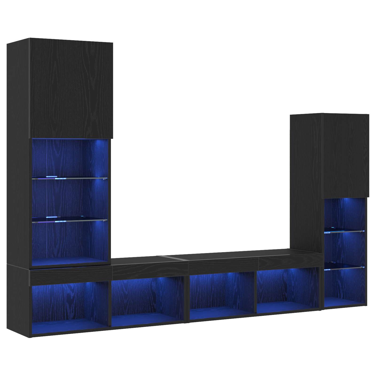 vidaXL TV-Schränk 4 pcs Schwarz Eichen-Optik Holzwerkstoff