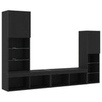 vidaXL TV-Schränk 4 pcs Schwarz Eichen-Optik Holzwerkstoff