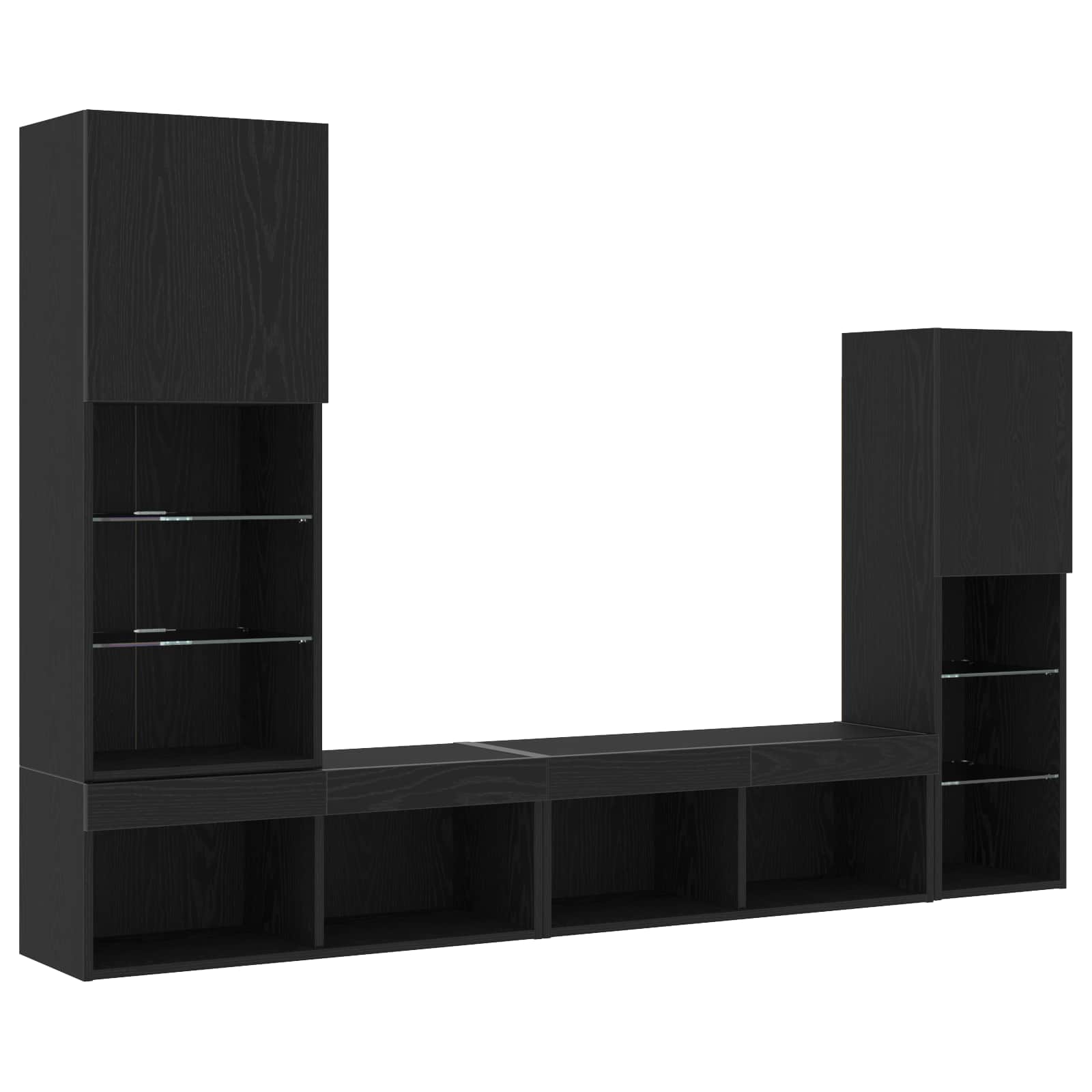 vidaXL TV-Schränk 4 pcs Schwarz Eichen-Optik Holzwerkstoff