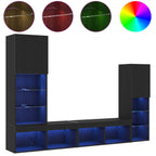 vidaXL TV-Schränk 4 pcs Schwarz Eichen-Optik Holzwerkstoff