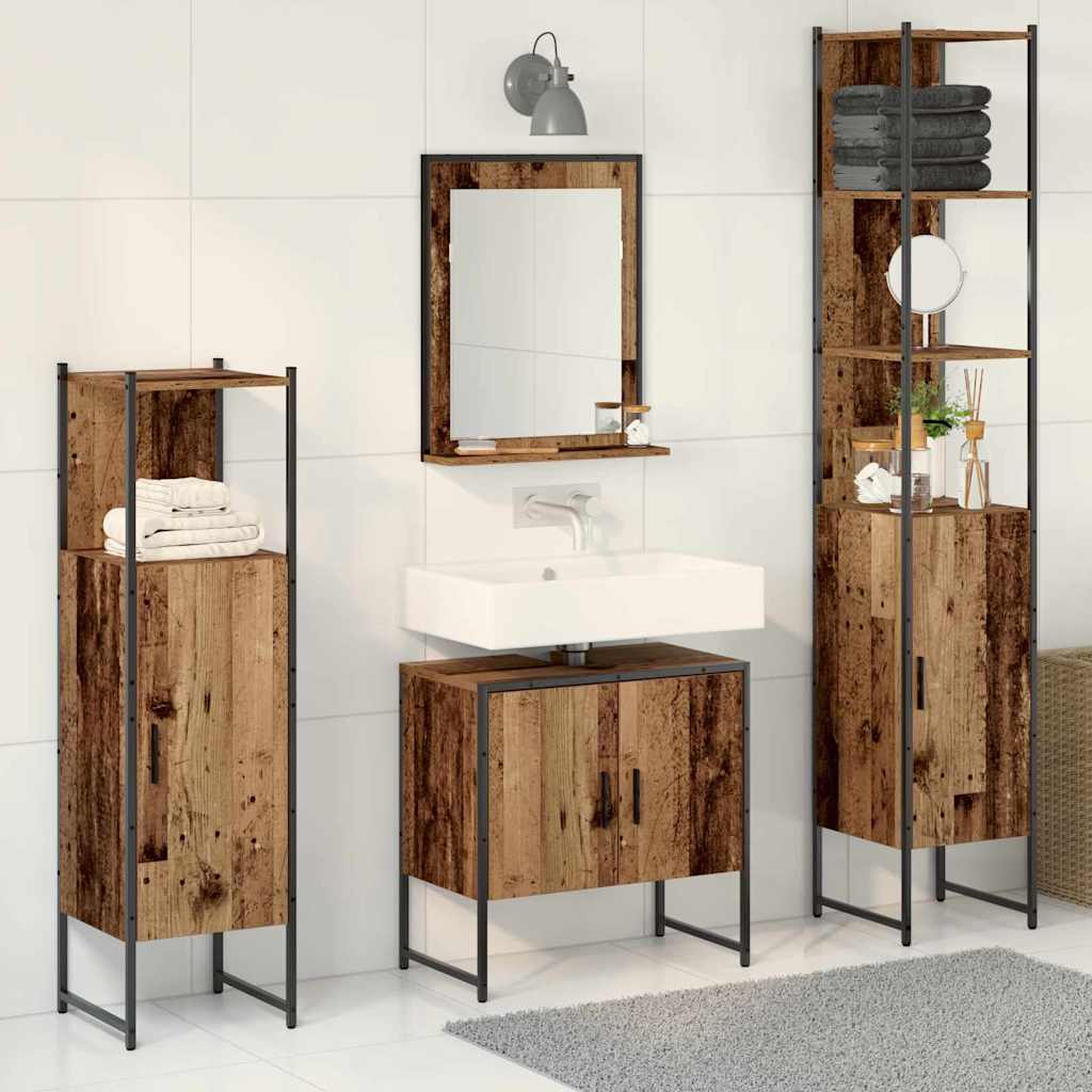vidaXL Badezimmermöbel Set mit Speicher 4 pcs Braun 33 x 33 x 185.5 cm