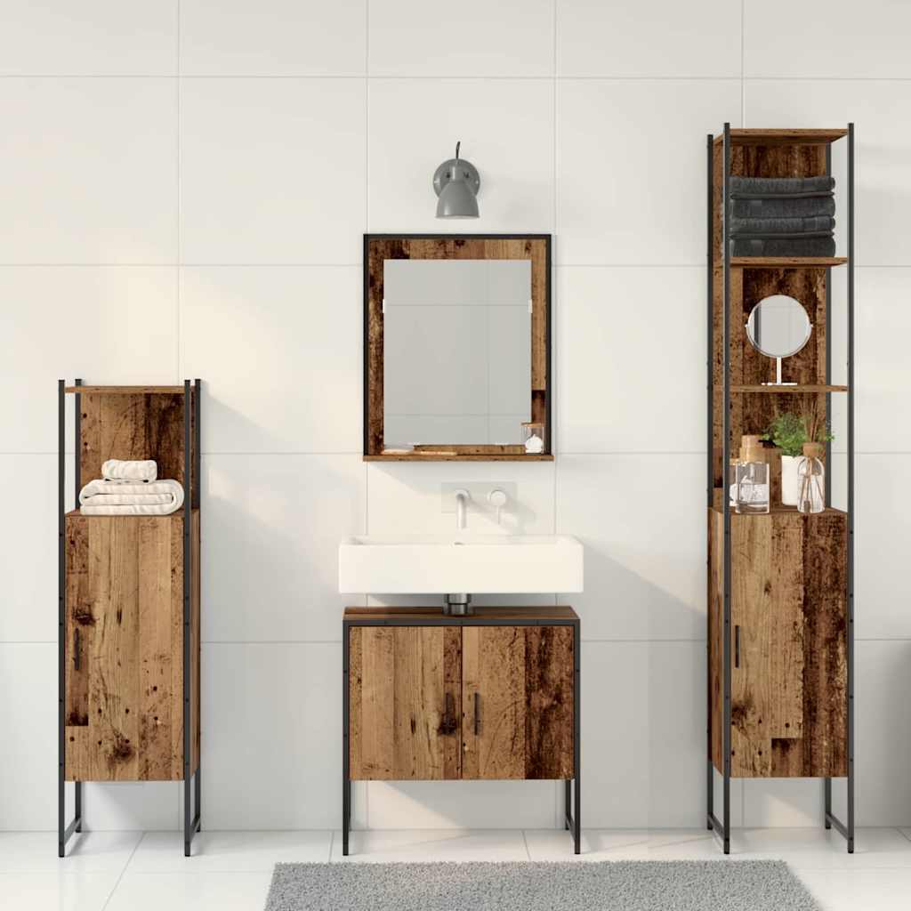 vidaXL Badezimmermöbel Set mit Speicher 4 pcs Braun 33 x 33 x 185.5 cm