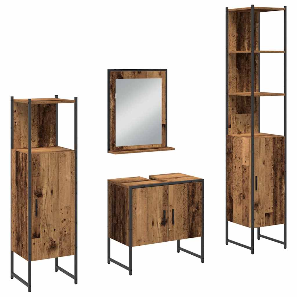 vidaXL Badezimmermöbel Set mit Speicher 4 pcs Braun 33 x 33 x 185.5 cm