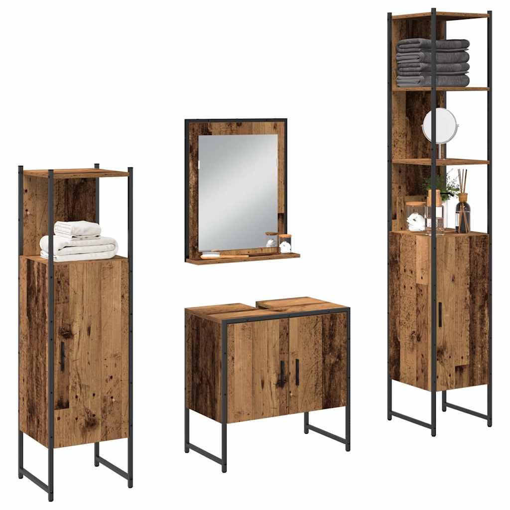 vidaXL Badezimmermöbel Set mit Speicher 4 pcs Braun 33 x 33 x 185.5 cm