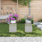 vidaXL Pflanzenständer 2 pcs Silber 24 x 24 x 35 cm Edelstahl