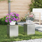 vidaXL Pflanzenständer 2 pcs Silber 24 x 24 x 35 cm Verzinkter Stahl